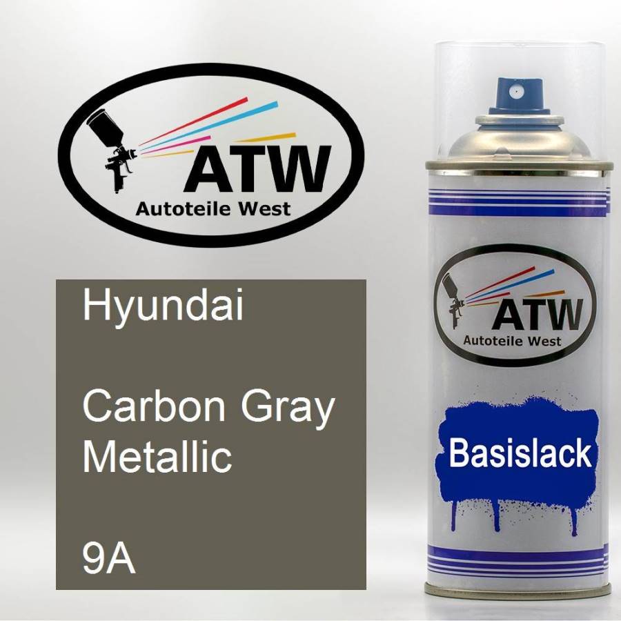 Hyundai, Carbon Gray Metallic, 9A: 400ml Sprühdose, von ATW Autoteile West.